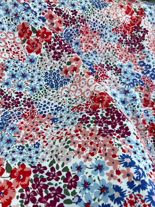 Viscose Crepe - Pink and Blue Floral