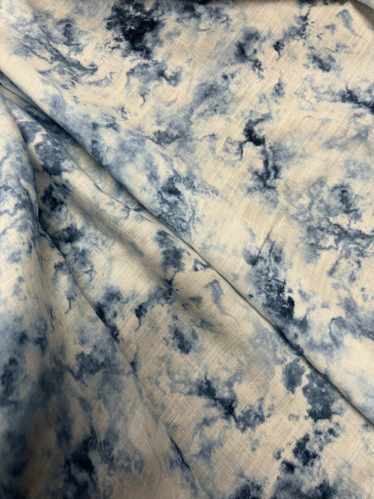 Linen Blend - Blue Tie-Dye