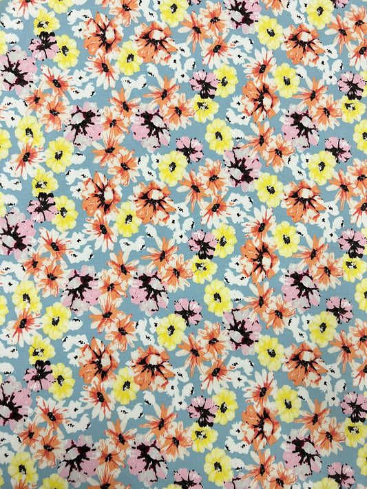 Blue and Yellow Floral Fabric | Blue Floral Fabric | Walthamstow Fabrics