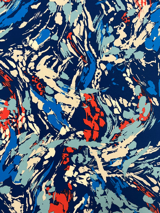 Blue Abstract Print Fabric | Blue Abstract Fabric | Walthamstow Fabric