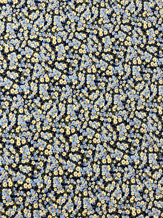 Jersey Blue Floral Fabric | Jersey Floral Fabric | Walthamstow Fabrics