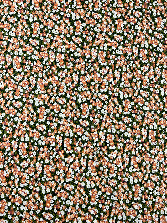 Green Orange Floral Fabric | Orange Floral Fabric | Walthamstow Fabrics