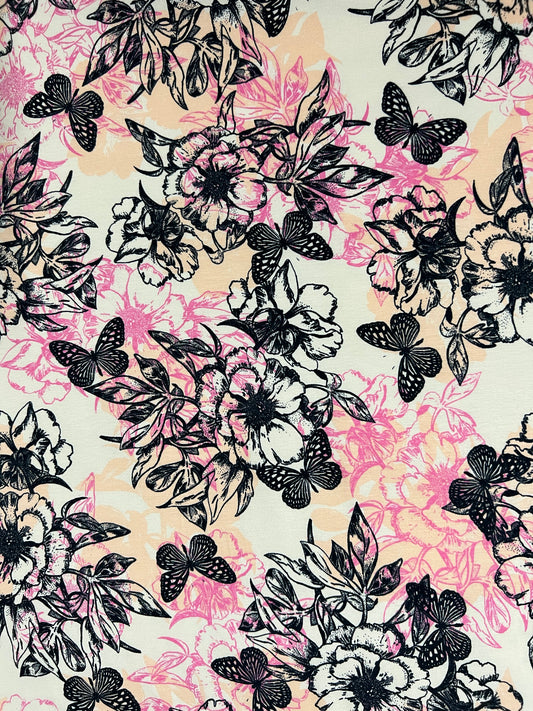 Cotton Pink Floral Fabric | Pink Floral Fabric | Walthamstow Fabrics