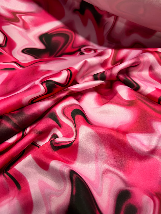Sophia Satin - Pink Swirls