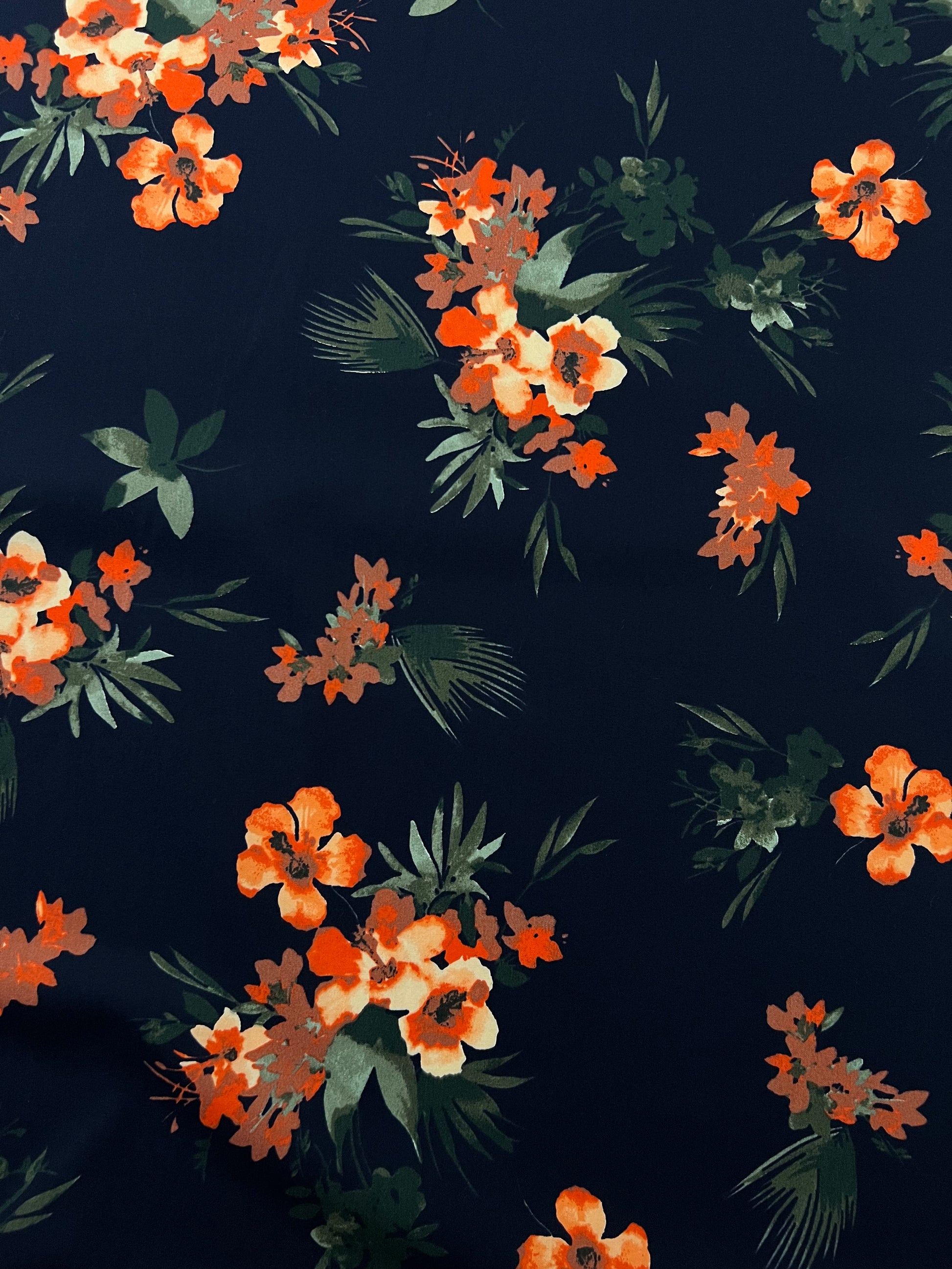 Navy Flower Floral Fabric | Navy Flower Fabric | Walthamstow Fabrics