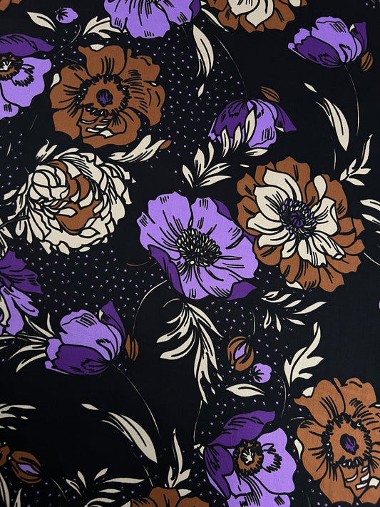 large Purple Floral Fabrics | Walthamstow Fabrics