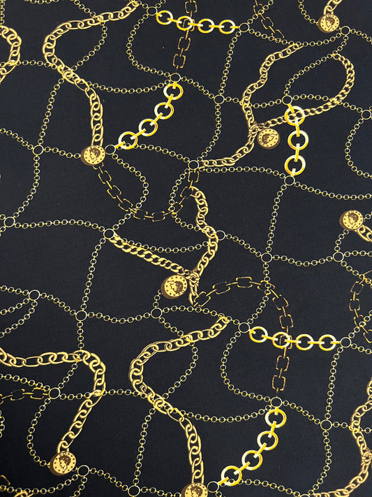 Viscose Chain Links Fabric | Pennies Fabric |  Walthamstow Fabrics