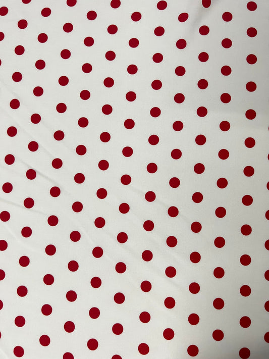 Red Polka Dot Fabrics | Viscose Red Dot Fabrics | Walthamstow Fabrics