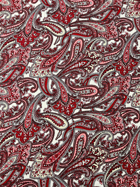Red Paisley Fabrics | Linen Paisley Fabric | Walthamstow Fabrics