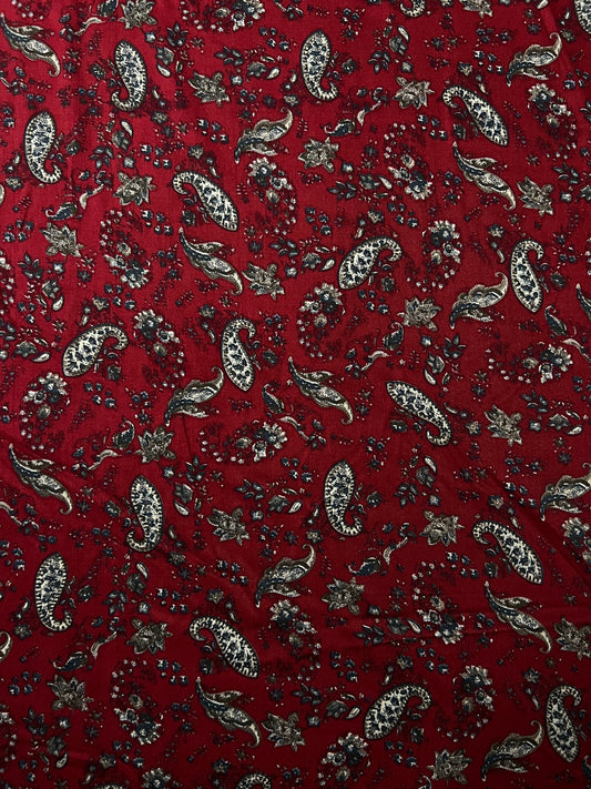 Viscose Red Paisley | Twill Red Paisley | Walthamstow Fabrics