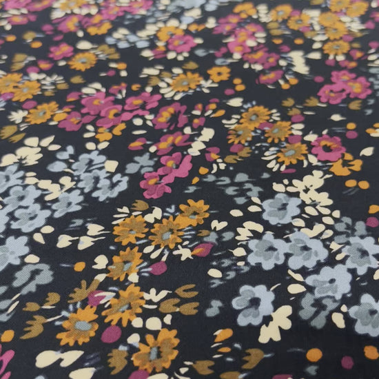 Navy Floral Fabric | Walthamstow Fabrics